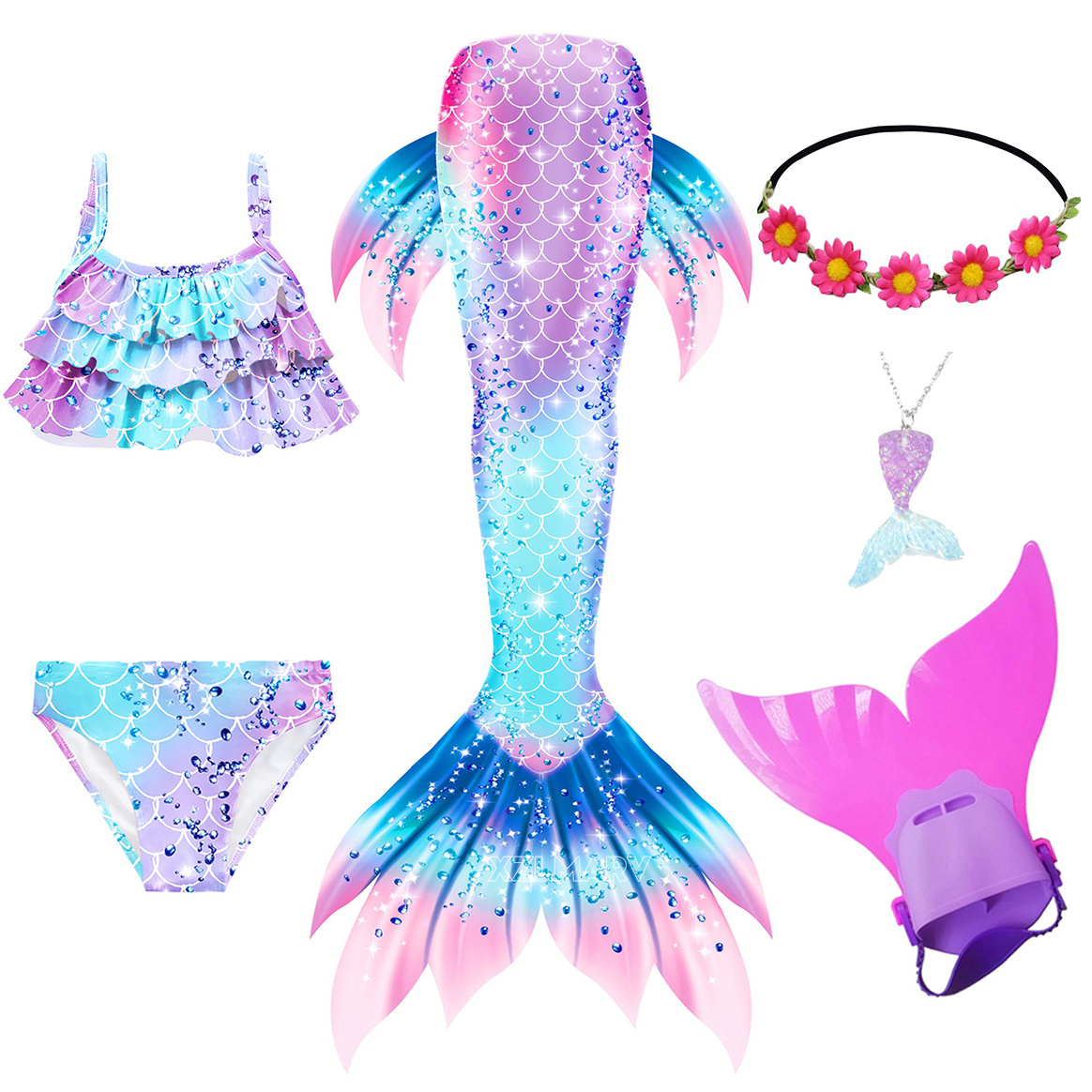 Swim Fins - 6 stks/set Ariel Meisjes Zwemmen Zeemeerminstaart